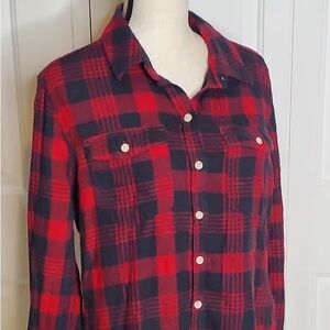 Mossimo Supply Co. Red and Navy Plaid Shirt